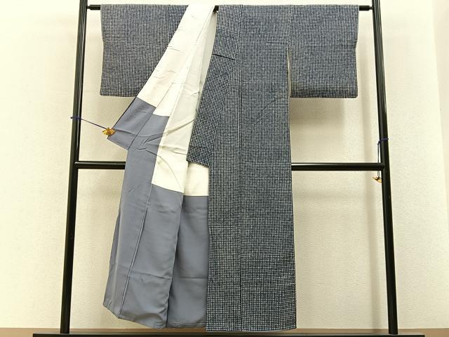 平和屋着物■上質な小紋　格子柄　正絹　逸品　BAAY6427hj