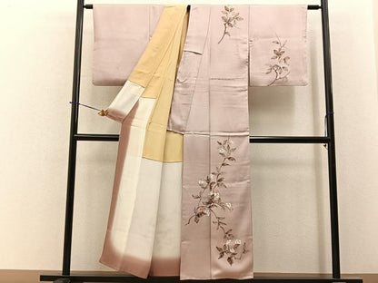 平和屋着物■訪問着　手描き　枝花文　暈し染め　正絹　逸品　BAAY6436hj