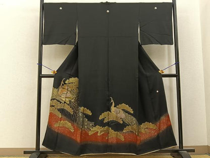 平和屋着物■豪華黒留袖　作家物　孔雀　暈し染め　金彩　正絹　逸品　BAAY6437hj