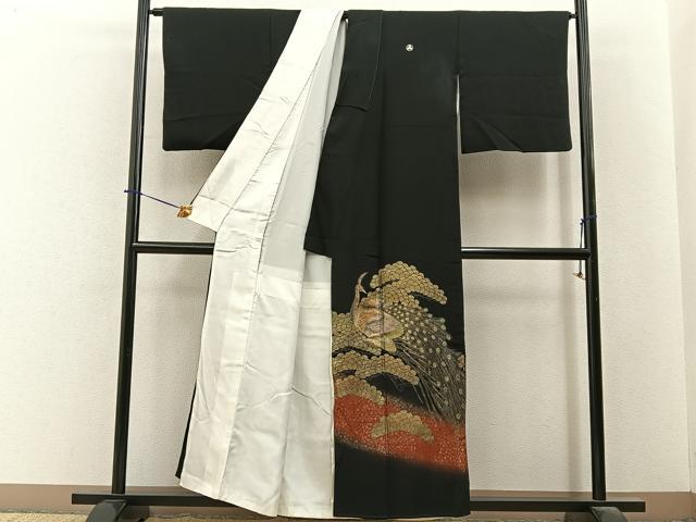 平和屋着物■豪華黒留袖　作家物　孔雀　暈し染め　金彩　正絹　逸品　BAAY6437hj