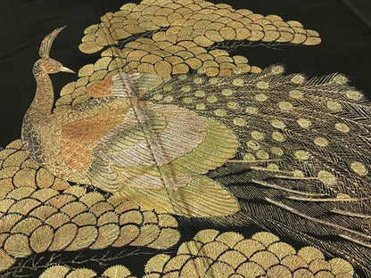 平和屋着物■豪華黒留袖　作家物　孔雀　暈し染め　金彩　正絹　逸品　BAAY6437hj