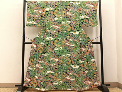 平和屋着物■上質な小紋　風景花文　正絹　逸品　未使用　BAAY6439hj