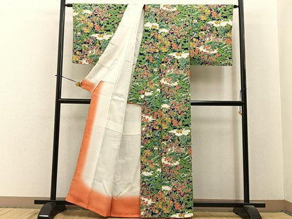 平和屋着物■上質な小紋　風景花文　正絹　逸品　未使用　BAAY6439hj