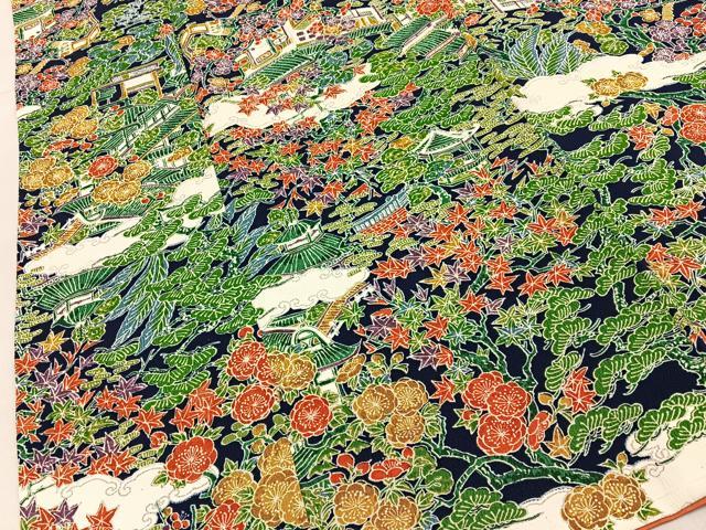 平和屋着物■上質な小紋　風景花文　正絹　逸品　未使用　BAAY6439hj