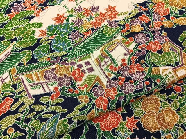 平和屋着物■上質な小紋　風景花文　正絹　逸品　未使用　BAAY6439hj
