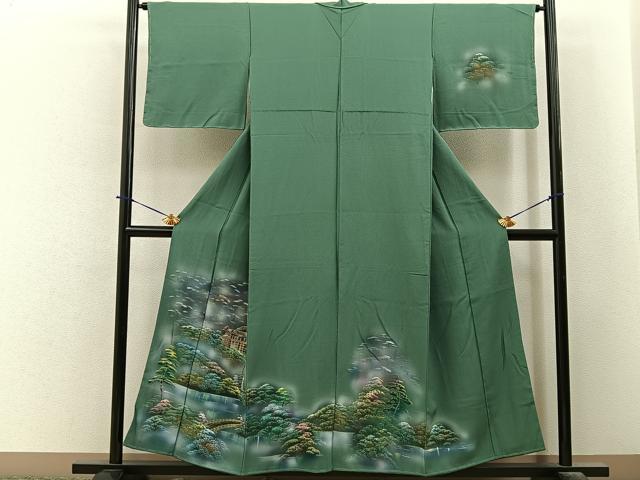 平和屋着物■訪問着　手描き　京名所風景文　金彩　正絹　逸品　未使用　BAAY6440hj