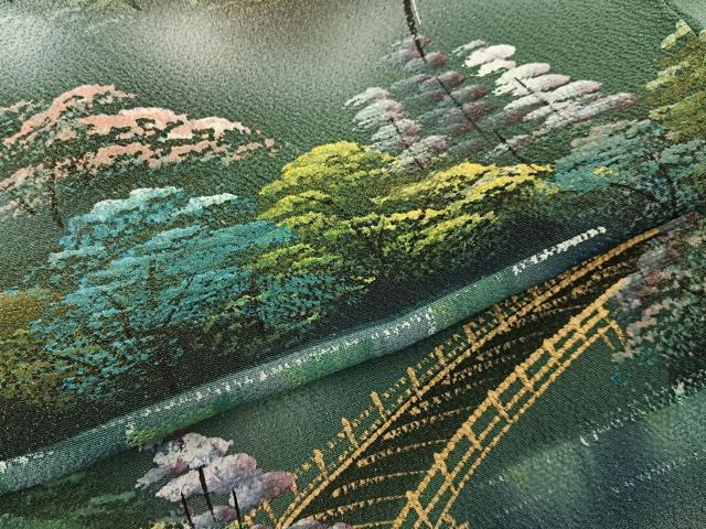 平和屋着物■訪問着　手描き　京名所風景文　金彩　正絹　逸品　未使用　BAAY6440hj