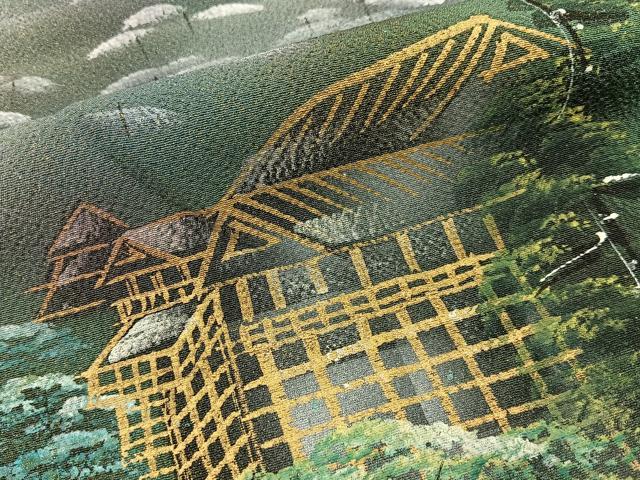 平和屋着物■訪問着　手描き　京名所風景文　金彩　正絹　逸品　未使用　BAAY6440hj