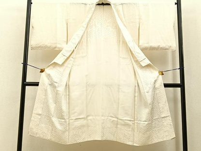 平和屋着物■長襦袢　無双仕立て　花地紋　正絹　逸品　BAAY6448hj