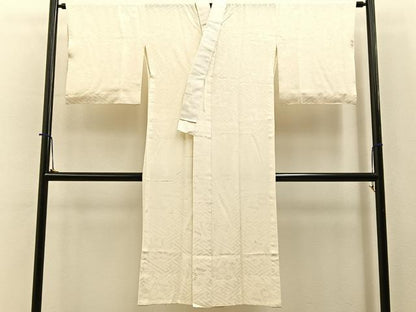 平和屋着物■長襦袢　無双仕立て　花地紋　正絹　逸品　BAAY6448hj