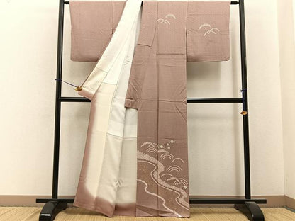 平和屋着物■訪問着　絞り　刺繍　流線梅楓文　金彩　正絹　逸品　BAAY6450hj