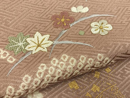 平和屋着物■訪問着　絞り　刺繍　流線梅楓文　金彩　正絹　逸品　BAAY6450hj