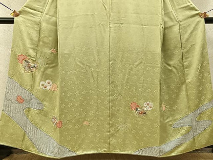 平和屋着物■訪問着　絞り　駒刺繍　宝尽くし　蔦の葉文　金彩　正絹　逸品　BAAY6453hj