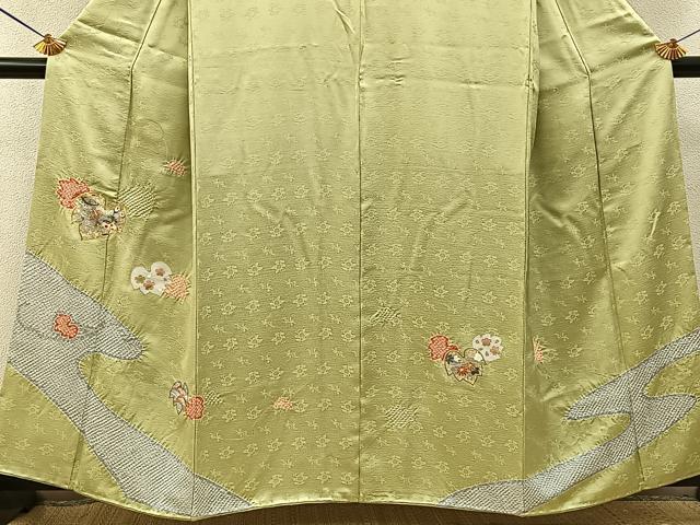 平和屋着物■訪問着　絞り　駒刺繍　宝尽くし　蔦の葉文　金彩　正絹　逸品　BAAY6453hj
