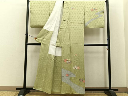 平和屋着物■訪問着　絞り　駒刺繍　宝尽くし　蔦の葉文　金彩　正絹　逸品　BAAY6453hj