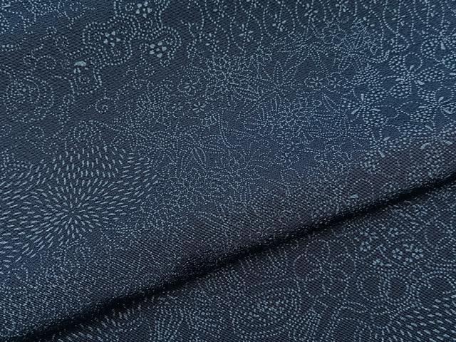 平和屋着物■訪問着　作家物　藍　型染め　吉祥花文　まるやま扱い　正絹　逸品　BAAY6456hj
