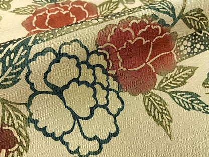 平和屋着物■本場手織紬　薬草染　松竹梅　風景花文　証紙付き　正絹　逸品　未使用　BAAY6459hj