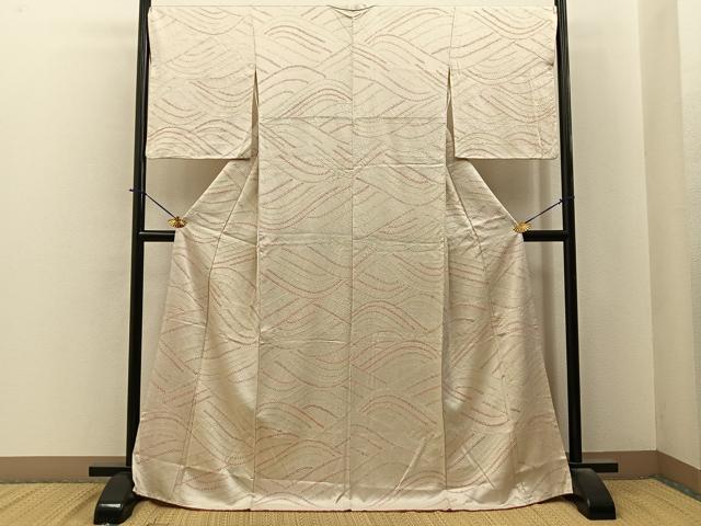 平和屋着物■上質な小紋　総絞り　流水文　正絹　逸品　BAAY6460hj