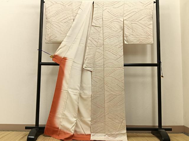 平和屋着物■上質な小紋　総絞り　流水文　正絹　逸品　BAAY6460hj