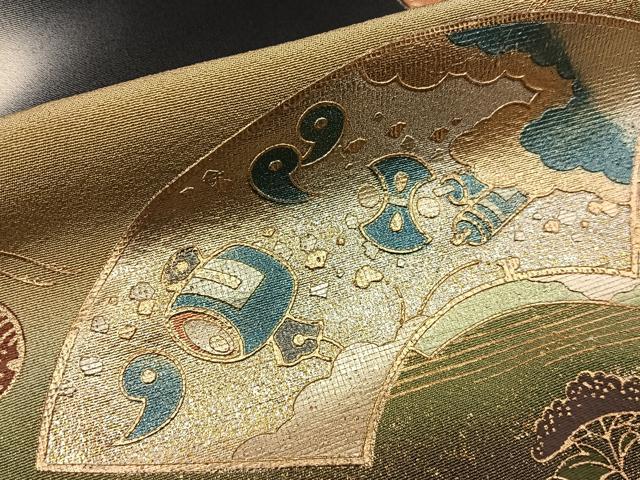 平和屋着物■豪華黒留袖　作家物　地紙花鳥文　暈し染め　金銀彩　正絹　逸品　BAAY6463hj