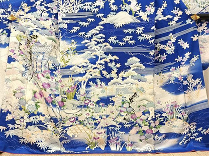 平和屋着物■豪華振袖　駒刺繍　御所車花文　正絹　逸品　BAAY6468hj