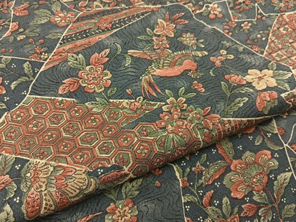 平和屋着物■上質な小紋　紬地　更紗花鳥文　正絹　逸品　未使用　BAAY6470hj