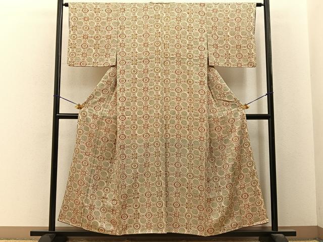 平和屋着物■上質な小紋　蜀江花文　正絹　逸品　BAAY6474hj