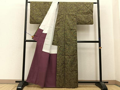 平和屋着物■上質な紬　樹林文　正絹　逸品　BAAY6479hj