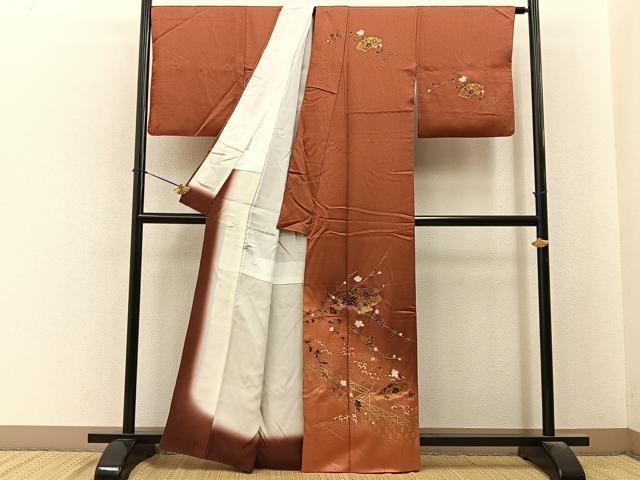 平和屋着物■訪問着　地紙流水花文　暈し染め　金彩　正絹　逸品　BAAY6480hj