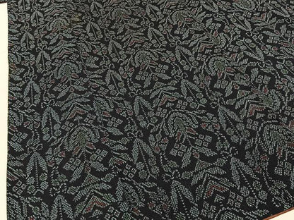 平和屋着物■本塩沢　草花文　濃紺地　正絹　逸品　BAAY6483hj