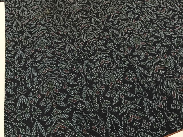 平和屋着物■本塩沢　草花文　濃紺地　正絹　逸品　BAAY6483hj