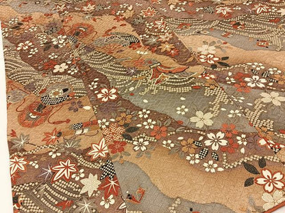平和屋着物■上質な小紋　宝尽くし花文　金彩　正絹　逸品　BAAY6488hj