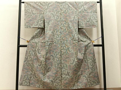 平和屋着物■本場大島紬　7マルキ　草花文　正絹　逸品　未使用　BAAY6489hj