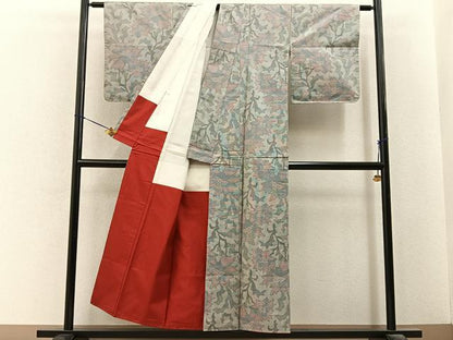 平和屋着物■本場大島紬　7マルキ　草花文　正絹　逸品　未使用　BAAY6489hj