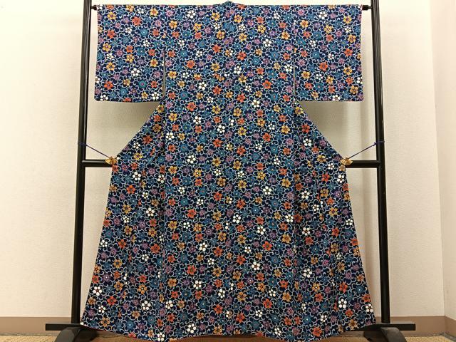 平和屋着物■上質な小紋　梅唐草文　正絹　逸品　BAAY6494hj