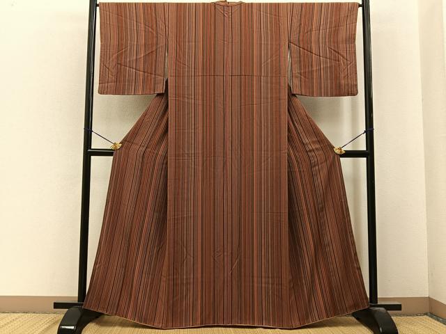 平和屋着物■上質な小紋　縞　正絹　逸品　BAAY6495hj
