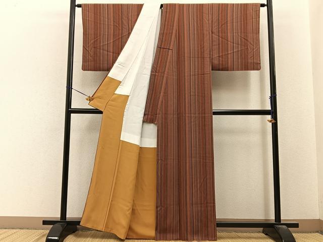 平和屋着物■上質な小紋　縞　正絹　逸品　BAAY6495hj