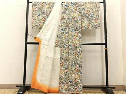 平和屋着物■上質な小紋　型染め　御所解文　正絹　逸品　未使用　BAAY6496hj