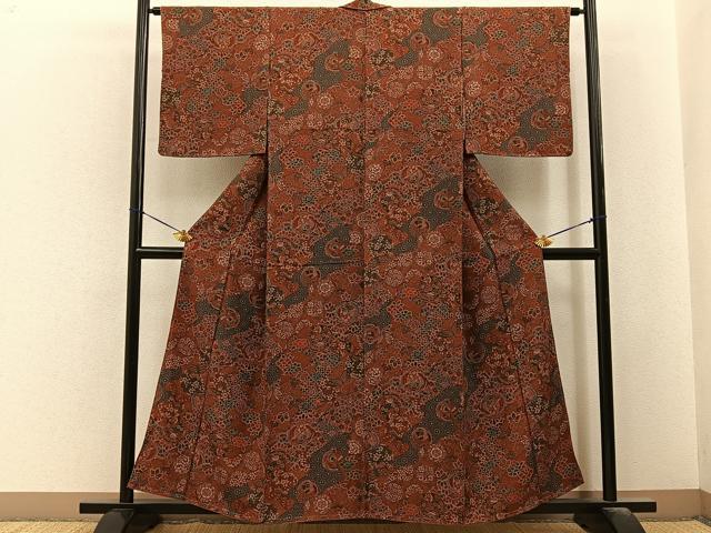 平和屋着物■上質な小紋　舞蝶花鳥文　金彩　正絹　逸品　未使用　BAAY6497hj