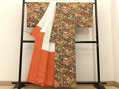 平和屋着物■上質な小紋　菱天井花鳥文　正絹　逸品　BAAY6502hj