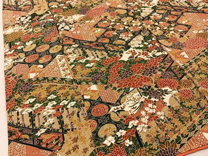 平和屋着物■上質な小紋　菱天井花鳥文　正絹　逸品　BAAY6502hj