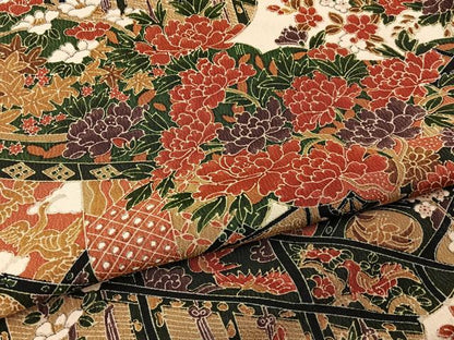 平和屋着物■上質な小紋　菱天井花鳥文　正絹　逸品　BAAY6502hj
