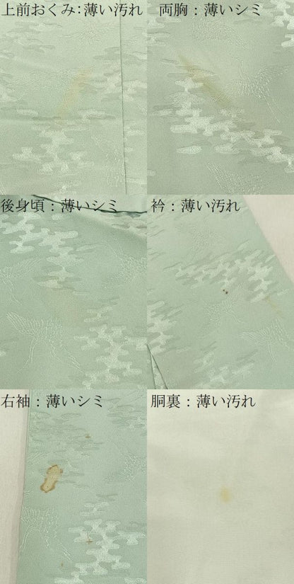 平和屋着物■上質な色無地　飛鶴エ霞地紋　夏虫色　正絹　逸品　BAAY6507hj