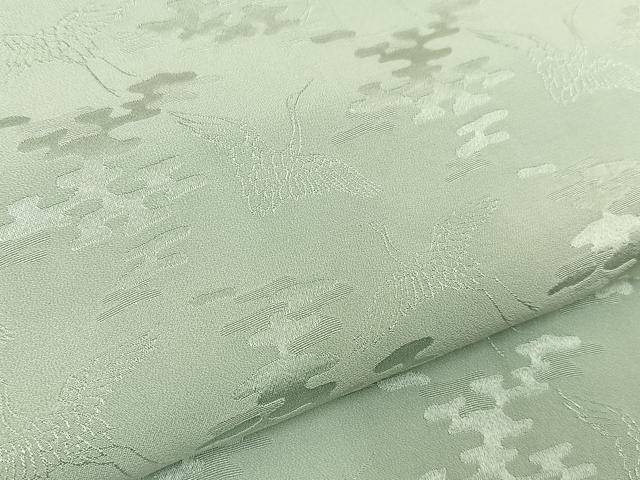 平和屋着物■上質な色無地　飛鶴エ霞地紋　夏虫色　正絹　逸品　BAAY6507hj