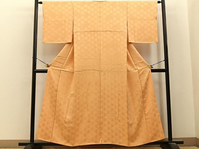 平和屋着物■上質な色無地　蜀江花地紋　杏色　正絹　逸品　BAAY6511hj