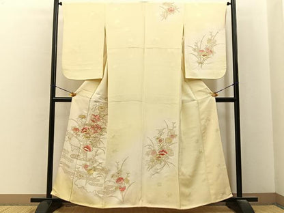 平和屋着物■訪問着　駒刺繍　エ霞花文　暈し染め　金彩　正絹　逸品　BAAY6513hj