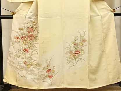 平和屋着物■訪問着　駒刺繍　エ霞花文　暈し染め　金彩　正絹　逸品　BAAY6513hj
