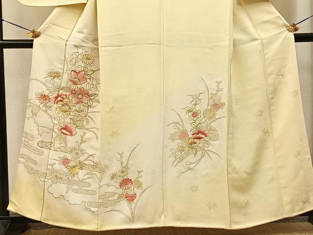 平和屋着物■訪問着　駒刺繍　エ霞花文　暈し染め　金彩　正絹　逸品　BAAY6513hj