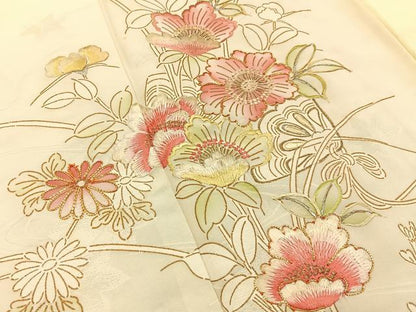 平和屋着物■訪問着　駒刺繍　エ霞花文　暈し染め　金彩　正絹　逸品　BAAY6513hj