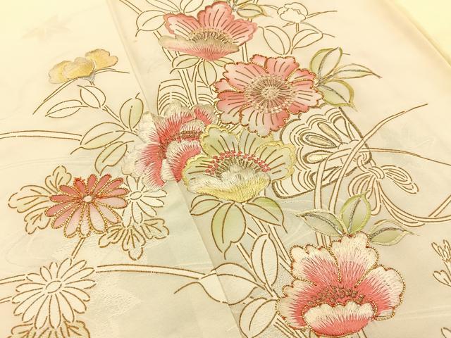 平和屋着物■訪問着　駒刺繍　エ霞花文　暈し染め　金彩　正絹　逸品　BAAY6513hj
